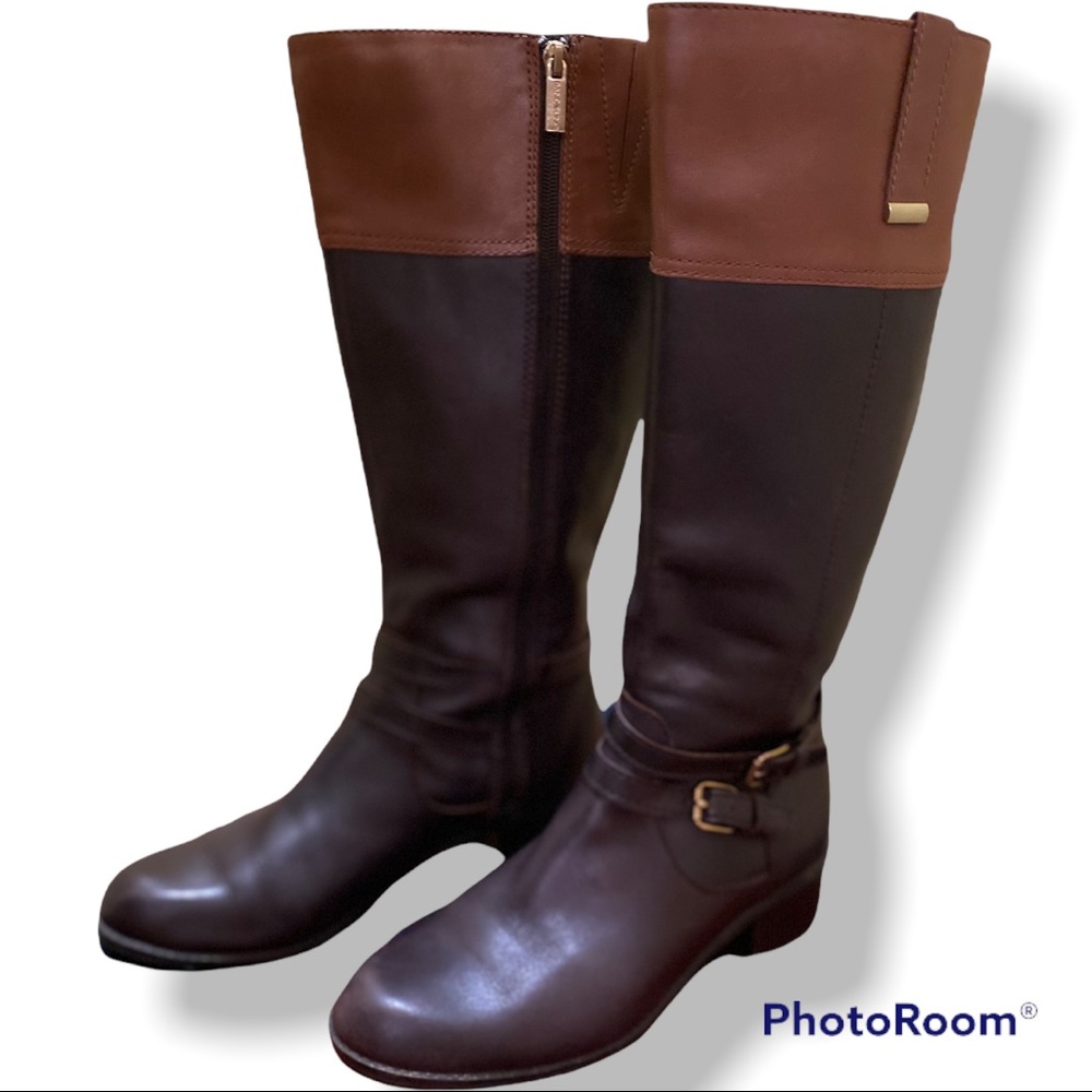 BANDOLINO over the calf, two-toned women’s leather boots, size 7 1/2